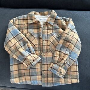 Zara Kids Plaid Jacket in Blue and Tan